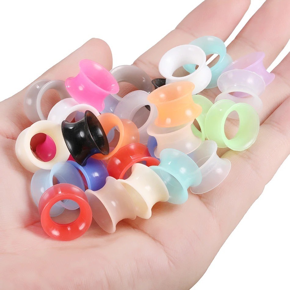 2pcs Thin Silicone Ear Plug Ear Tunnels Plugs Gauges Jewelry Earlets Flesh Gauge