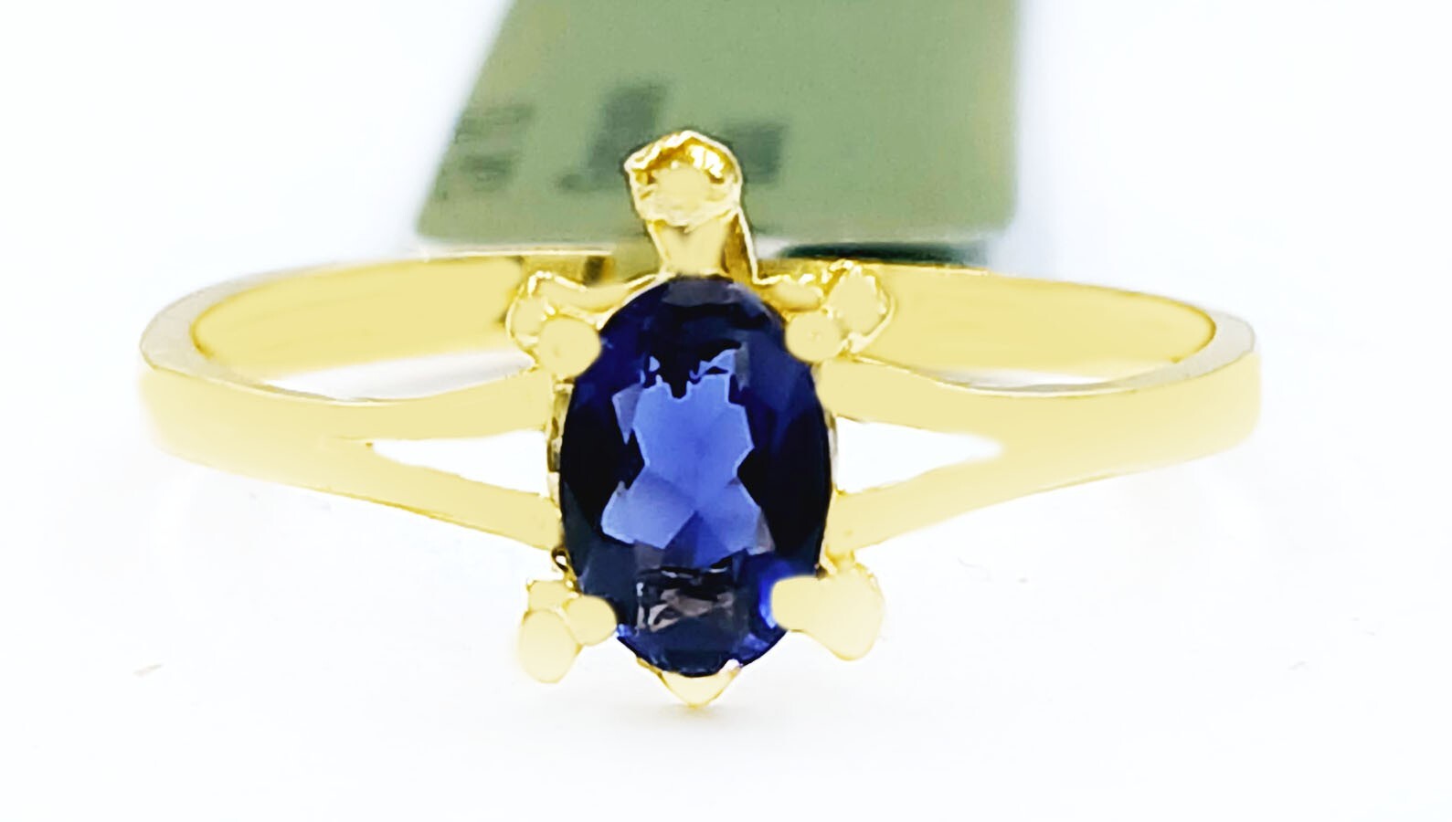 GENUINE 0.72 Cts IOLITE TURTLE RING 10K SOLID YELLOW GOLD-Free Appraisal Service