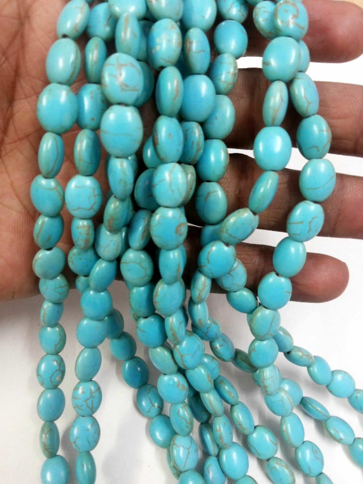 Turquoise Howlite Oval 8x10mm Smooth Beads 13″Inch 1 Strands