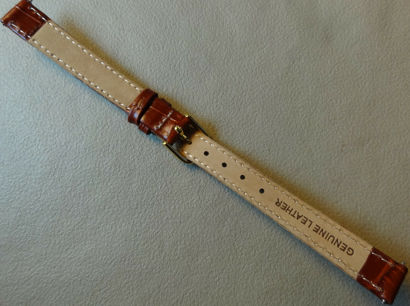 Ladies Brown Simulated Crocodile Genuine Leather Fits Any 11mm Reg Watch Band