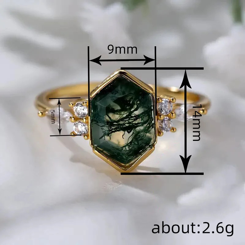 Rhodium Plated Hexagon Emerald Cut Cocktail Ring Prong Setting Fashion Jewelry