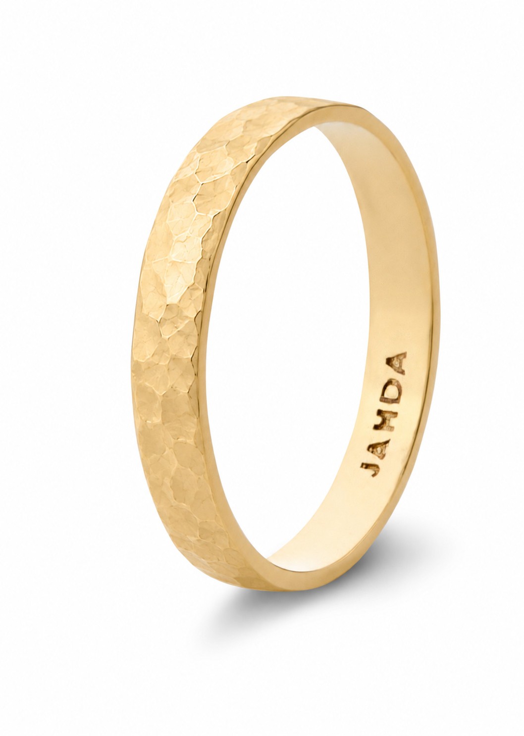 Solid 14K Yellow Gold Hammered Ring 4mm Size 3 – 15 Faceted Stack Band