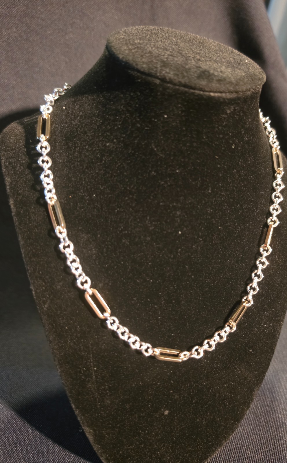 Lauren Ralph Lauren LRL Two Tone Paperclip Link Chain Necklace Silver Gold 17″