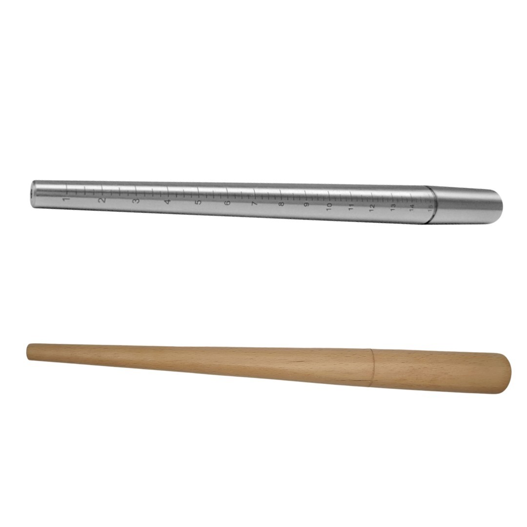 Set of 2 Ring Mandrels – Solid Wood & Steel Jewelry Making Tools