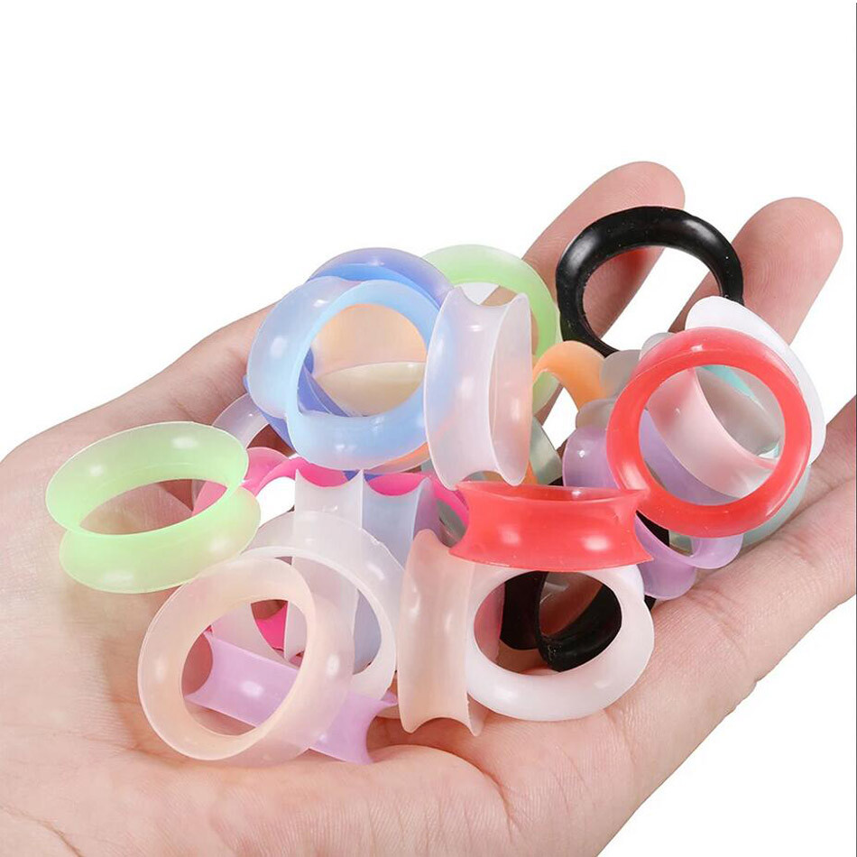 PAIR-ULTRA-THIN-TUNNELS-SOFT-SILICONE-EAR-GAUGES-PLUGS-DOUBLE-FLARED-EARLETS