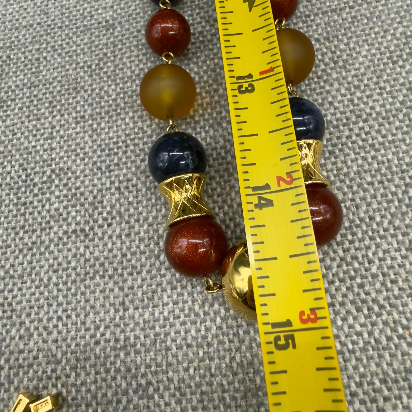 Vintage Necklace Acrylic Lucite Beads Gold Tone Accents 29 Inches
