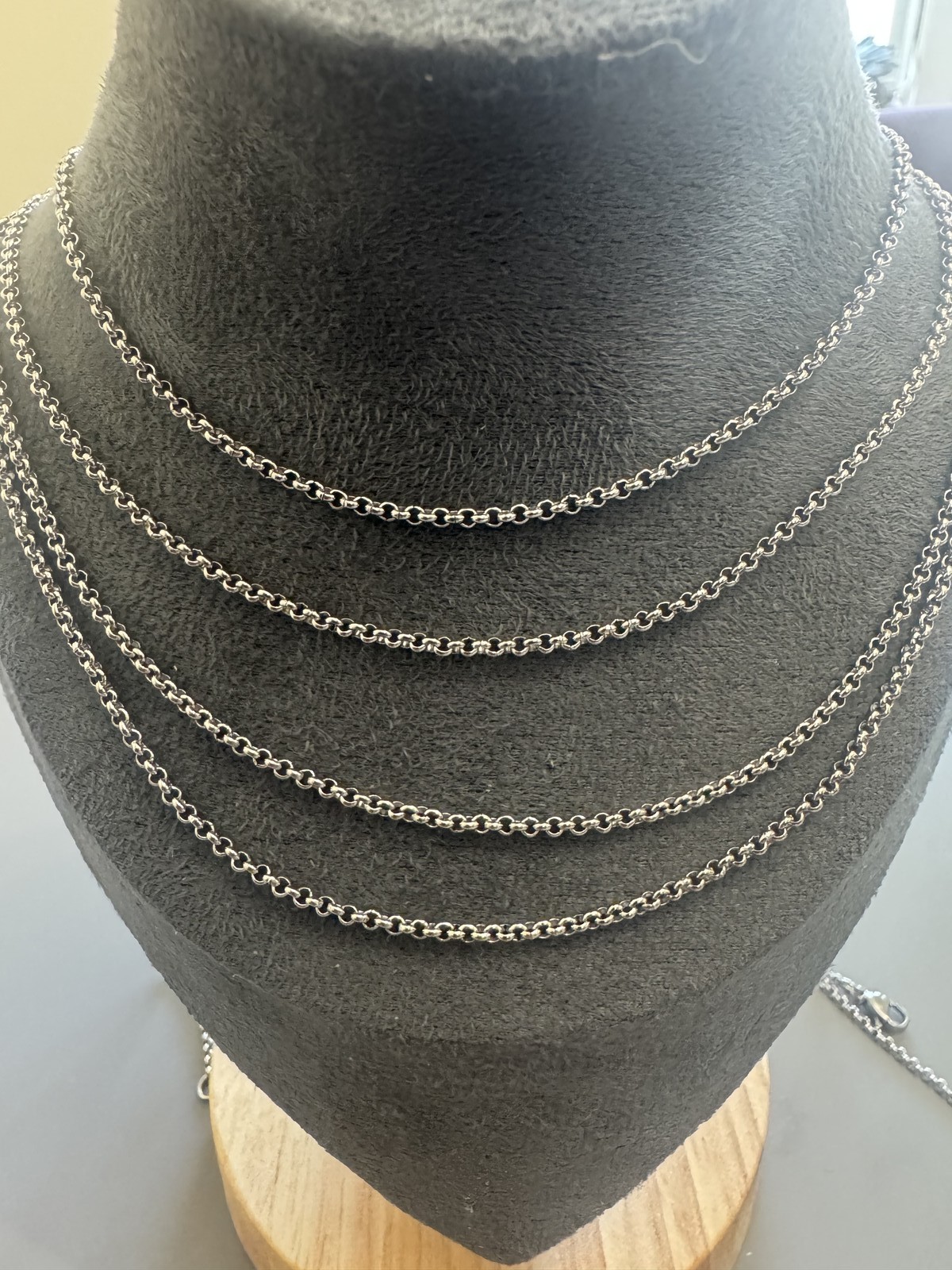 Silver Plated Rolo Chain Necklace Delicate Round Link Pendants Layering Necklace