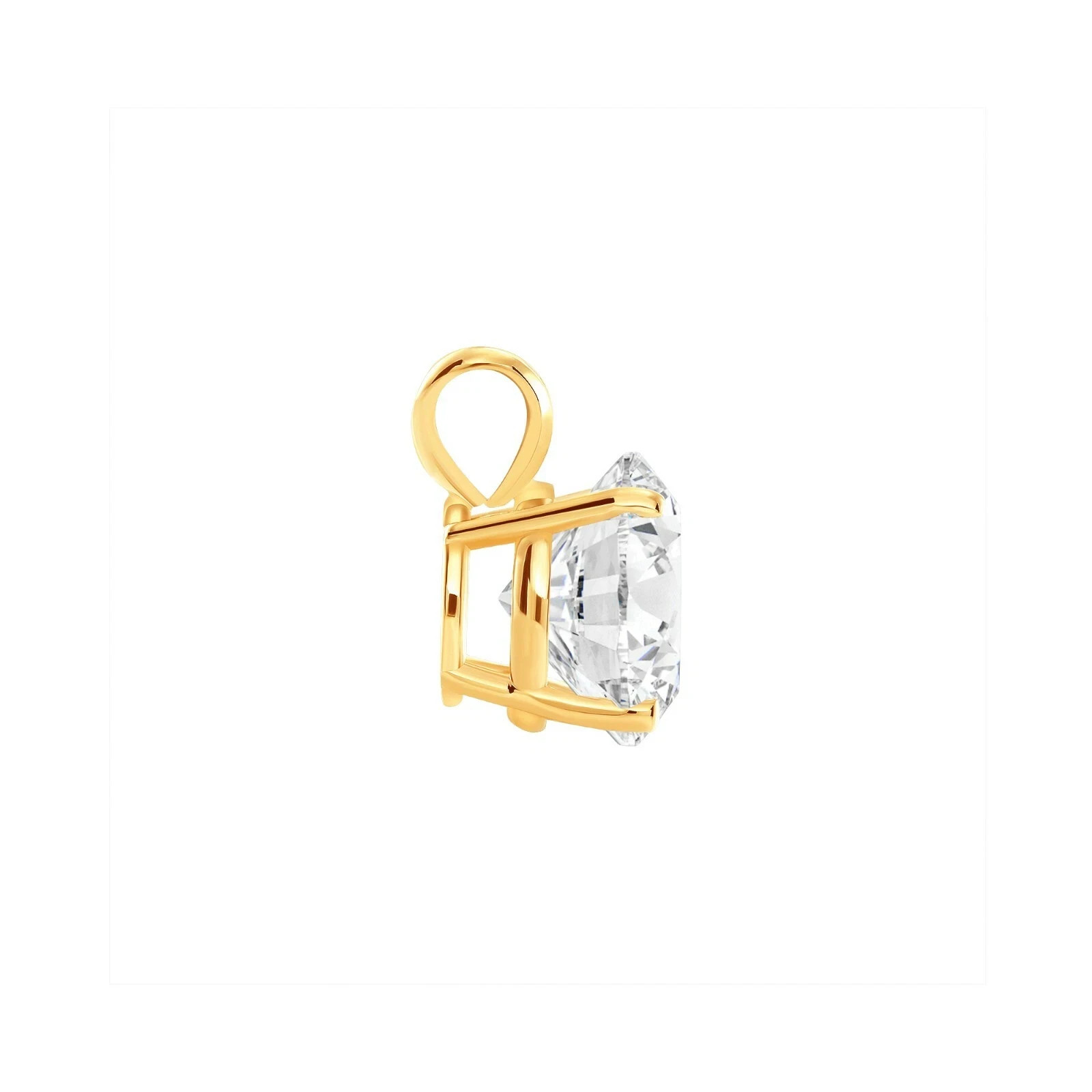 2 CT Round Cut EF-VS1 Lab Grown Diamond Solitaire Pendant Chain 14K Yellow Gold