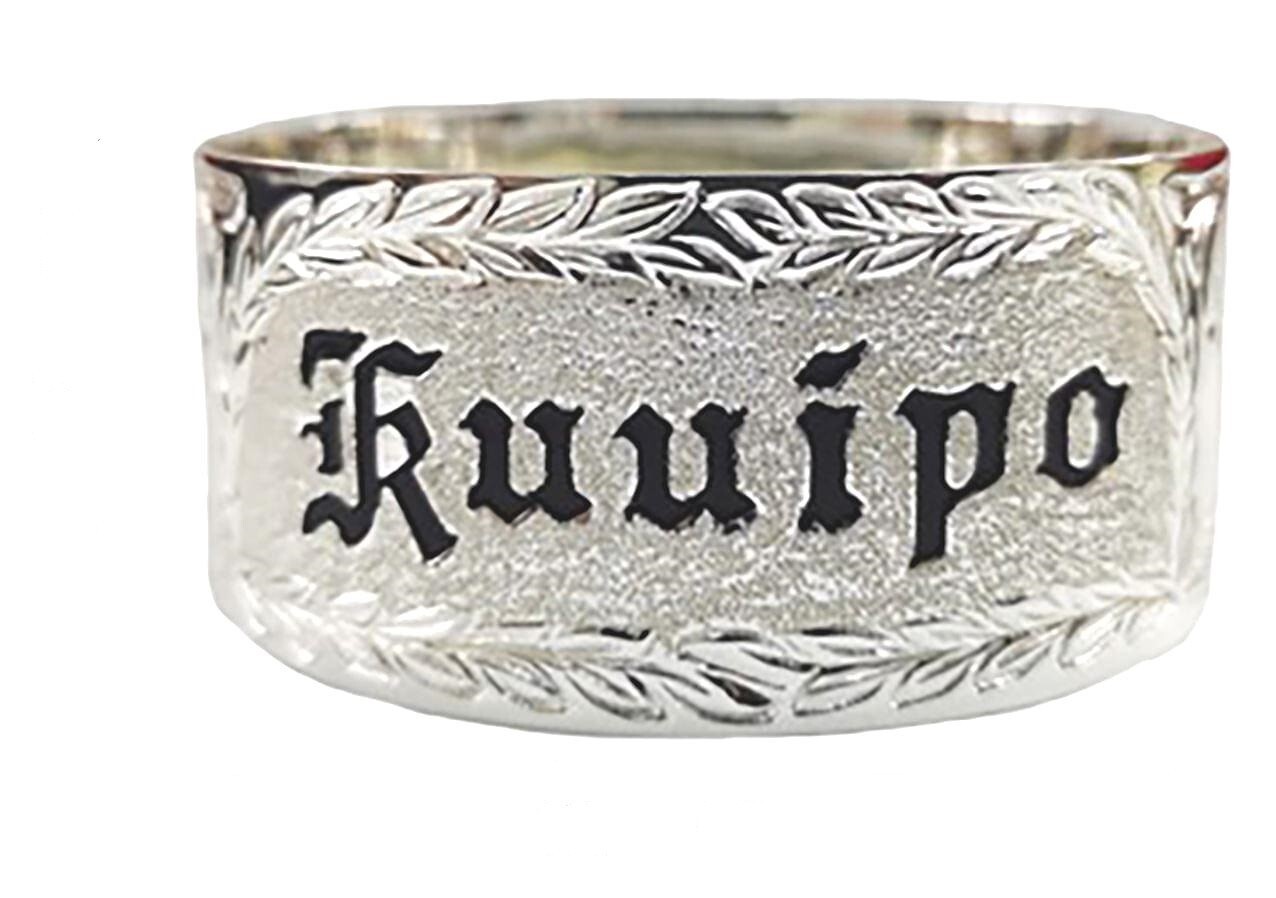 28MM 925 STER SILVER-FILLED COPPER HAWAIIAN KUUIPO SWEETHEART QUEEN EMMA BANGLE