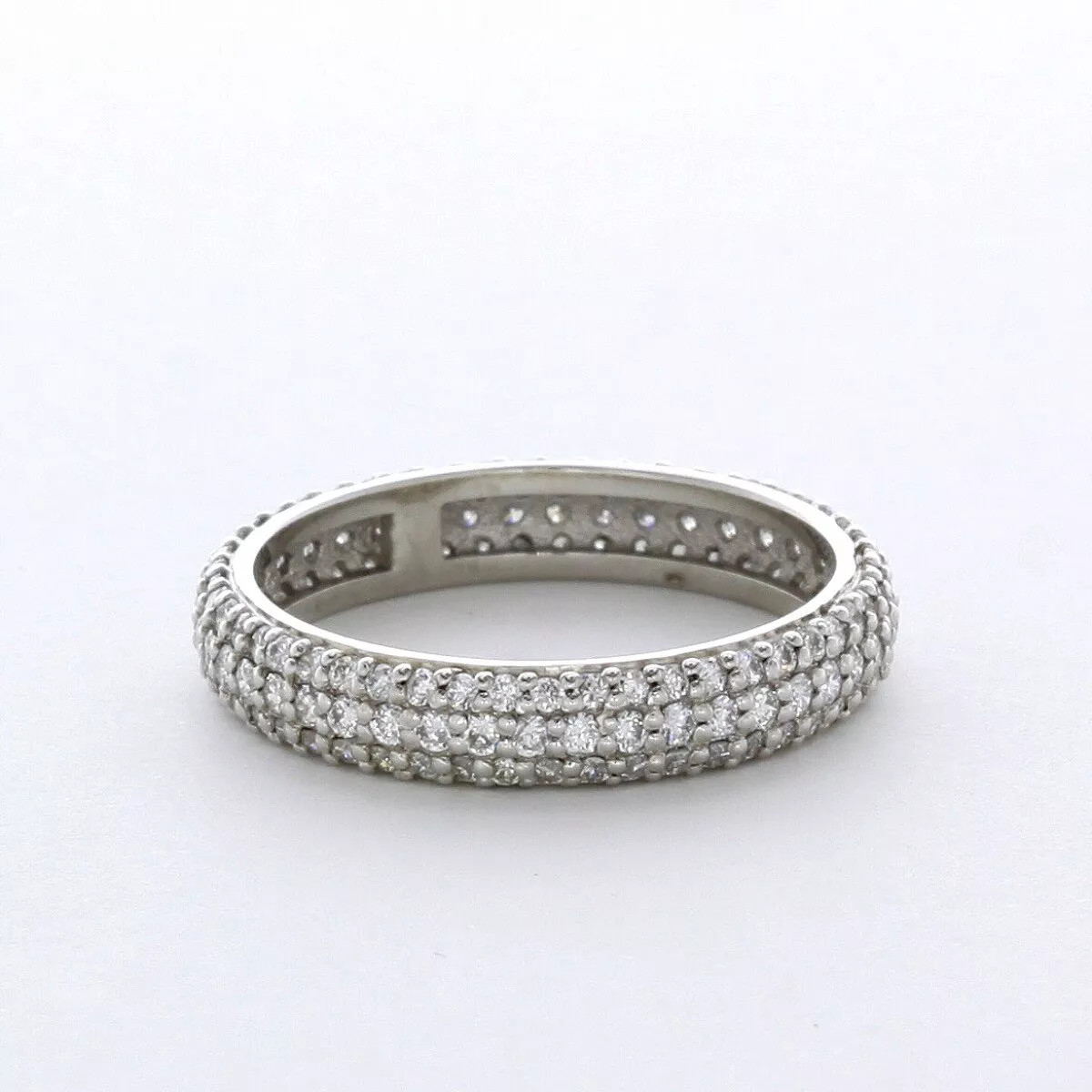 Eternity Wedding Ring Classic Solid 14K Gold 1.35 CT Round Natural Diamond F VS2