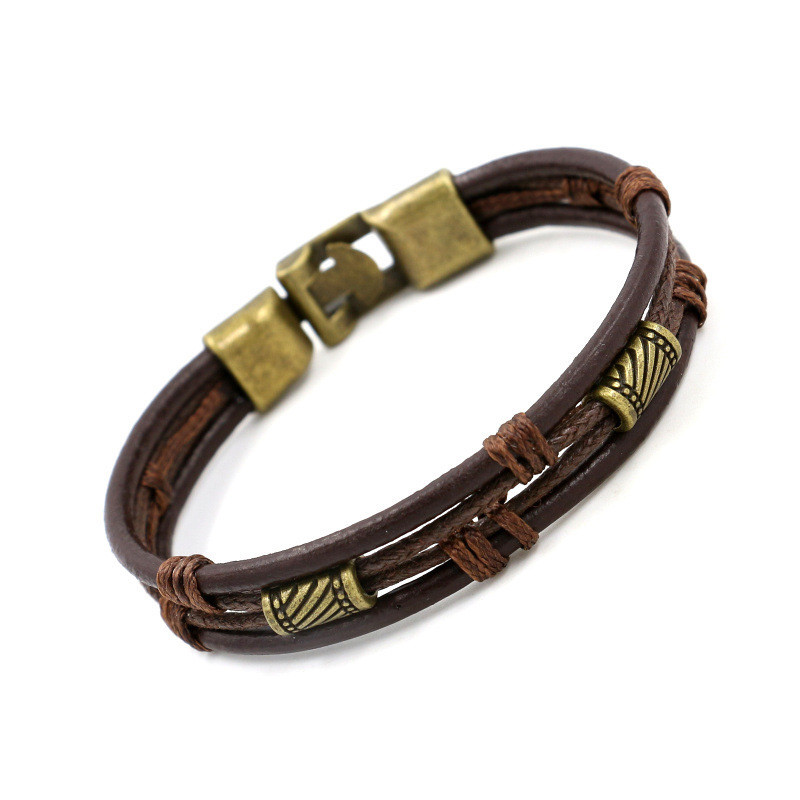 Fashion Bracelet Multilayer Genuine Leather Handmade for Man Woman Wristband New
