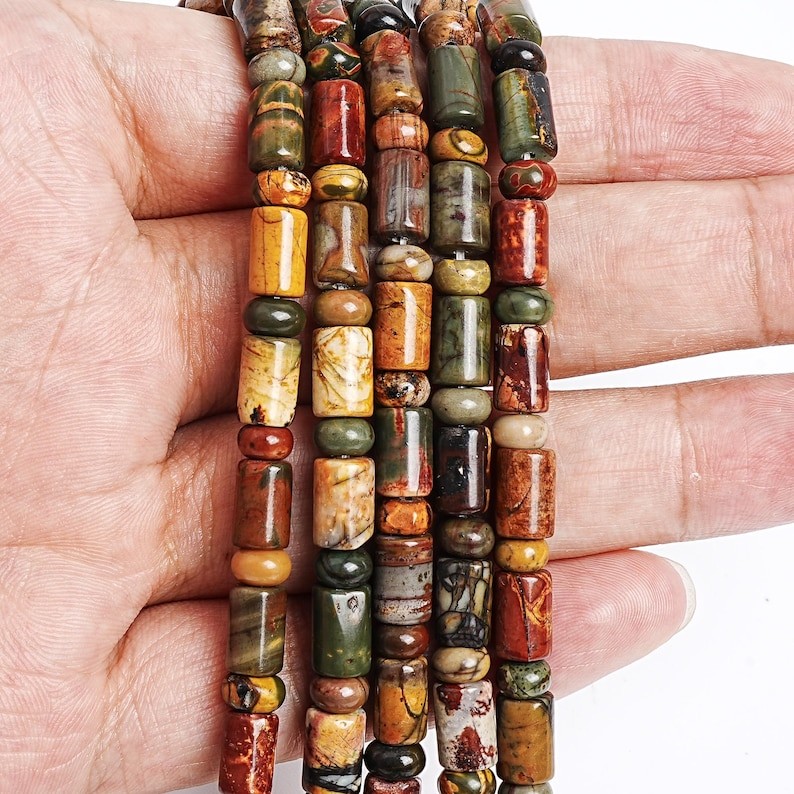 6X9MM-6X4MM Unique Natural Multicolor Picasso Jasper Stone AAA Rondelle Beads