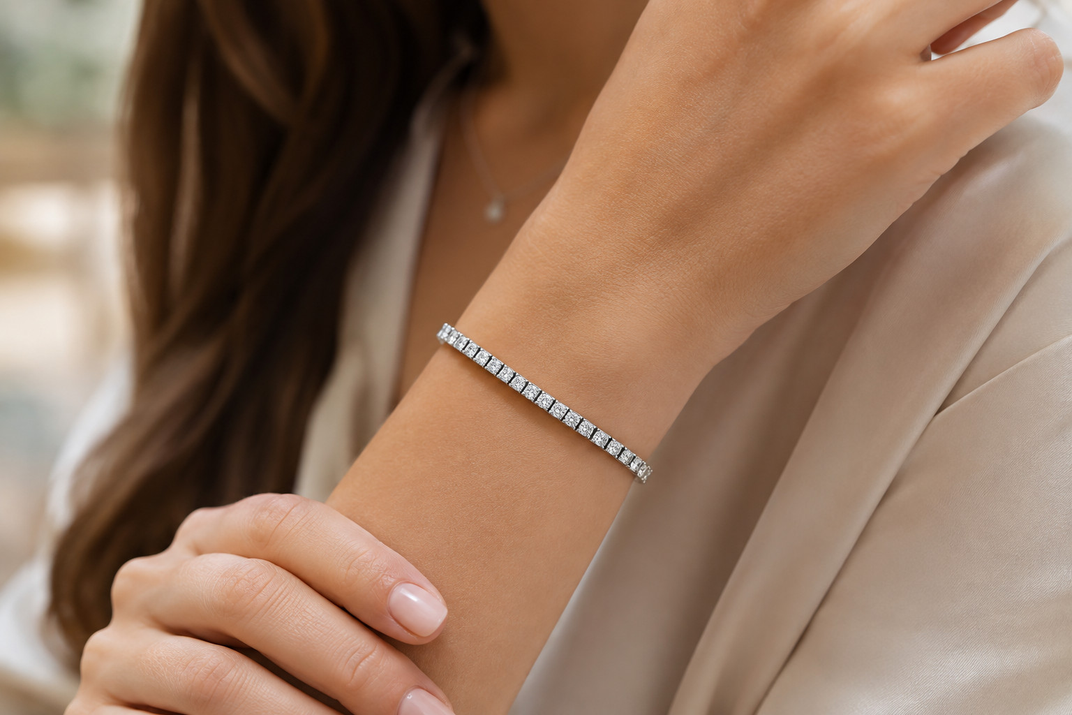 925 Sterling Silver 12Ct Created Diamond Tennis Bracelet 7″ Wedding Gift for Her