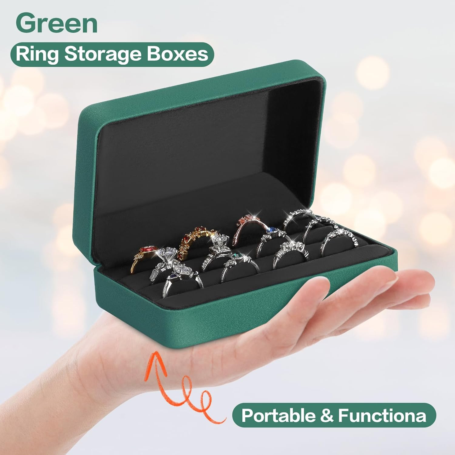 Ring Storage Box for Multiple Rings Travel Jewelry Ring Stud Earrings Holder