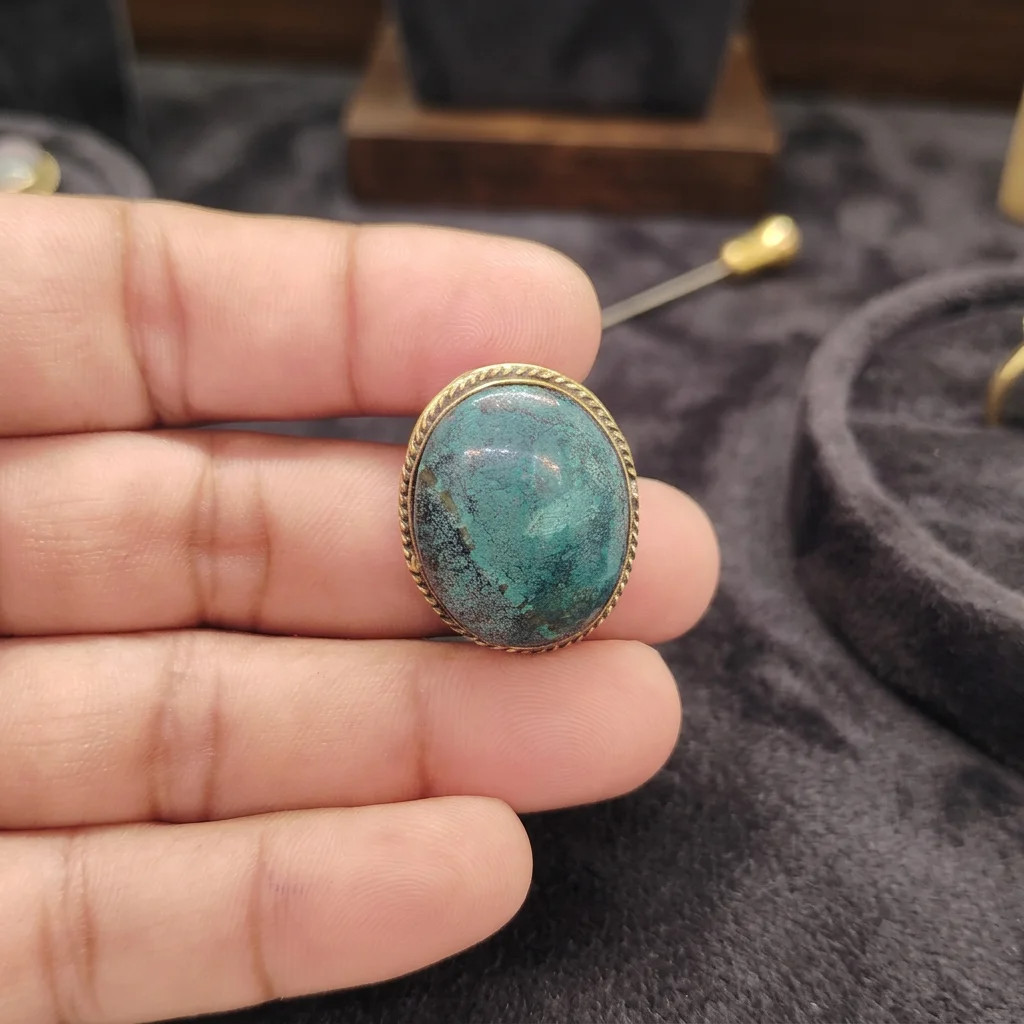 Tibetan Turquoise Brass Groove Cabochon Teardrop Gemstone Jewelry Making