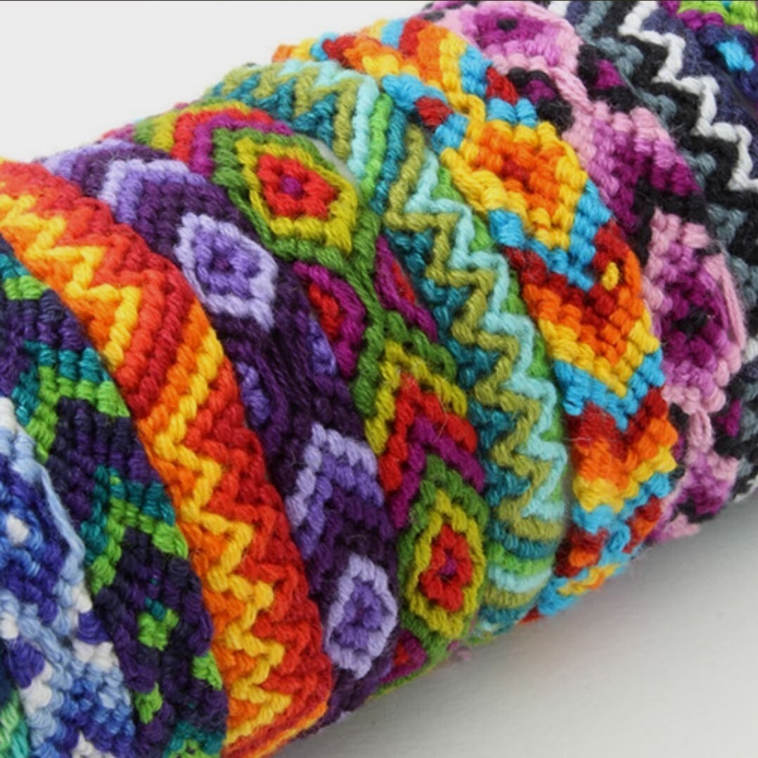 Handmade Guatemalan Artisan Friendship Bracelets Anklet Lot 120 (10 Designs/Lot)