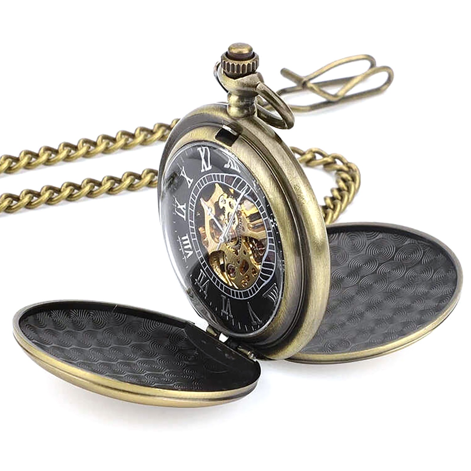 0.7in Dial Thickness Men’s Mechanical Vintage Pocket Watch Ideal Gift Kit