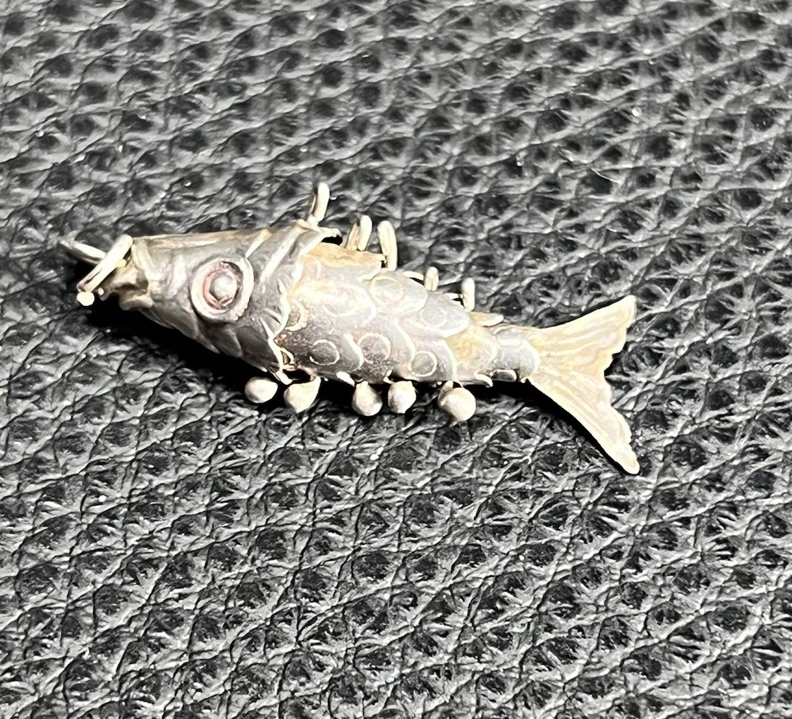 Vintage Sterling 925 Silver Asian Carp Articulated Fish Pendant Artisan Charm