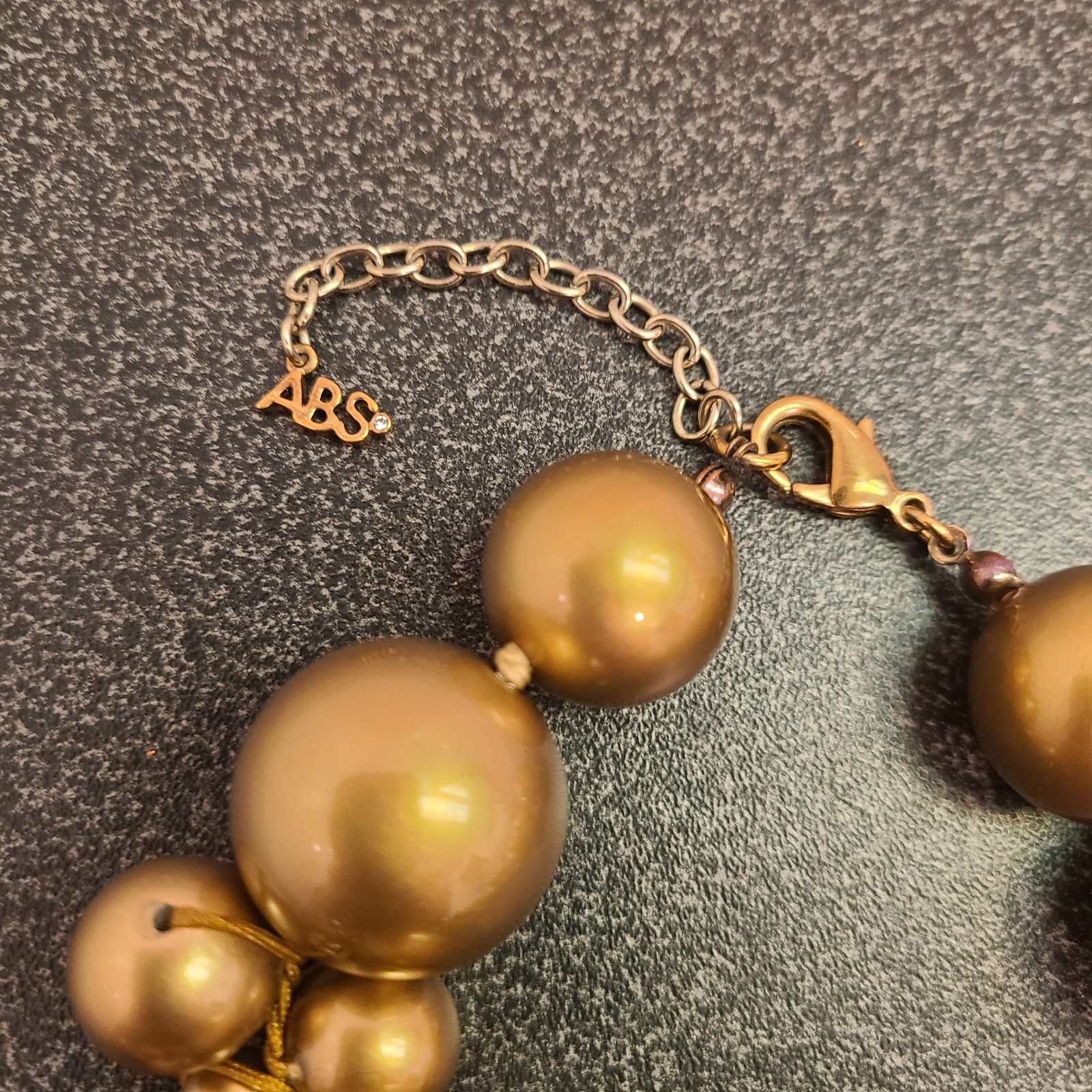 ABS Allen Schwartz Chunky Choker Necklace Giant Gold pearl Statement pc Art Deco