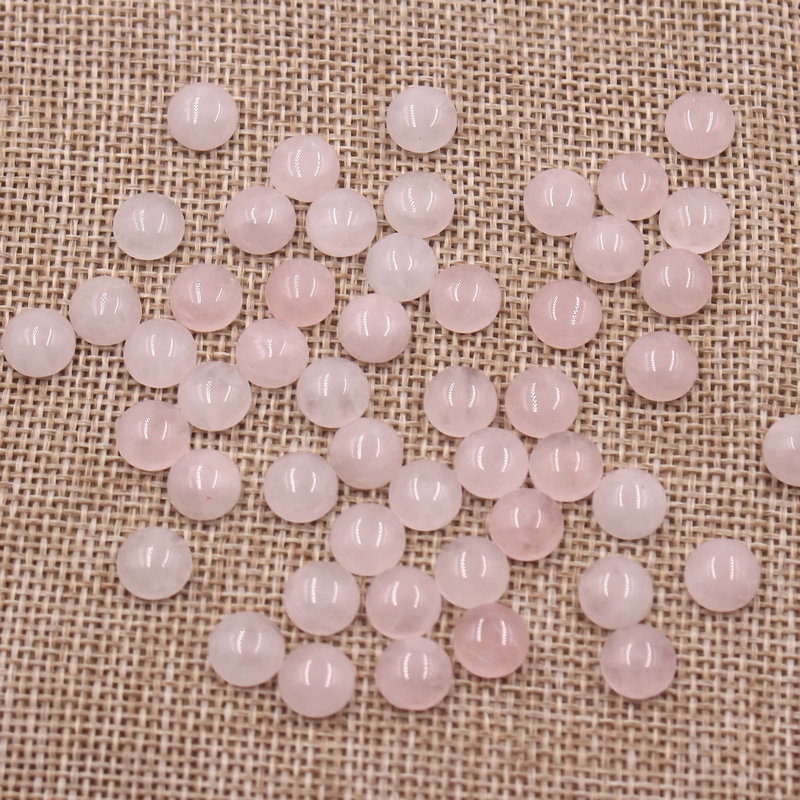 8mm 50pcs/lot Natural Rose Quartz Stone Round CAB CABOCHON Stone Beads No Holes