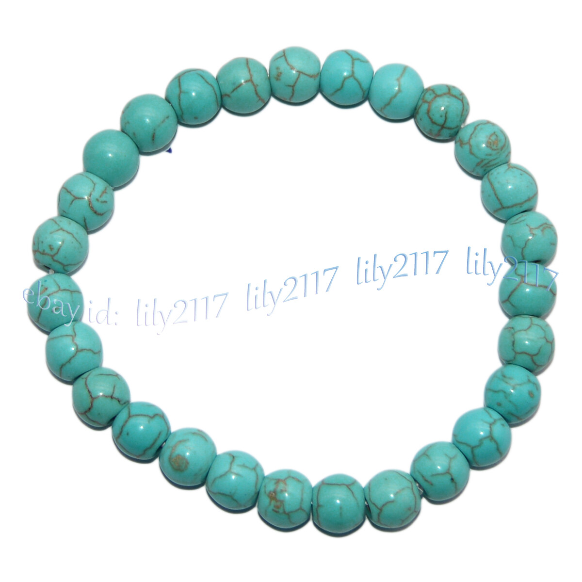 8mm Assorted Multicolor Natural Gemstone Round Beads Elastic Bracelet 7.5”