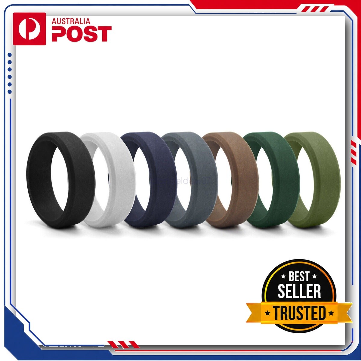 7pcs Flexible Silicone Rubber Wedding Rings Comfortable Sport Bands