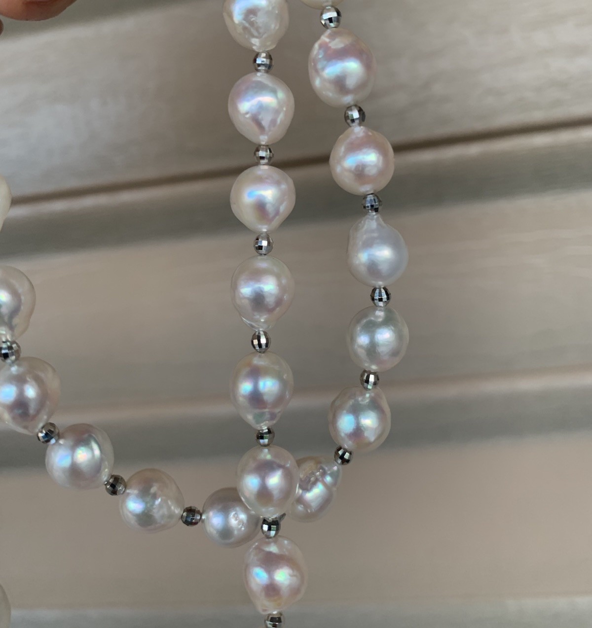 NEW 24” south sea saltwater Pearl beaded necklace 9mm baroque
