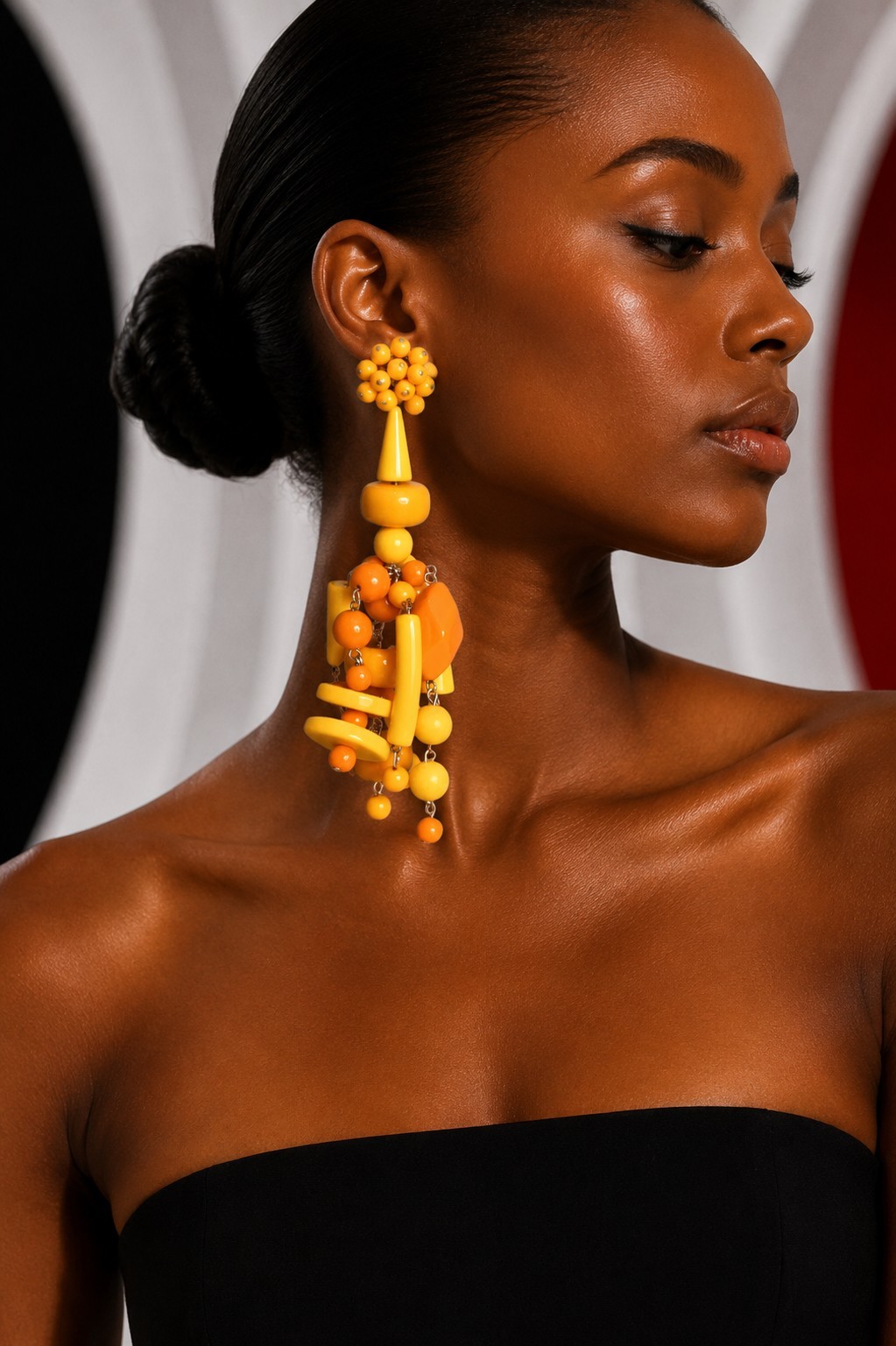 PIERRE CARDIN – 1995 Orange & Yellow Single Acrylic Earring