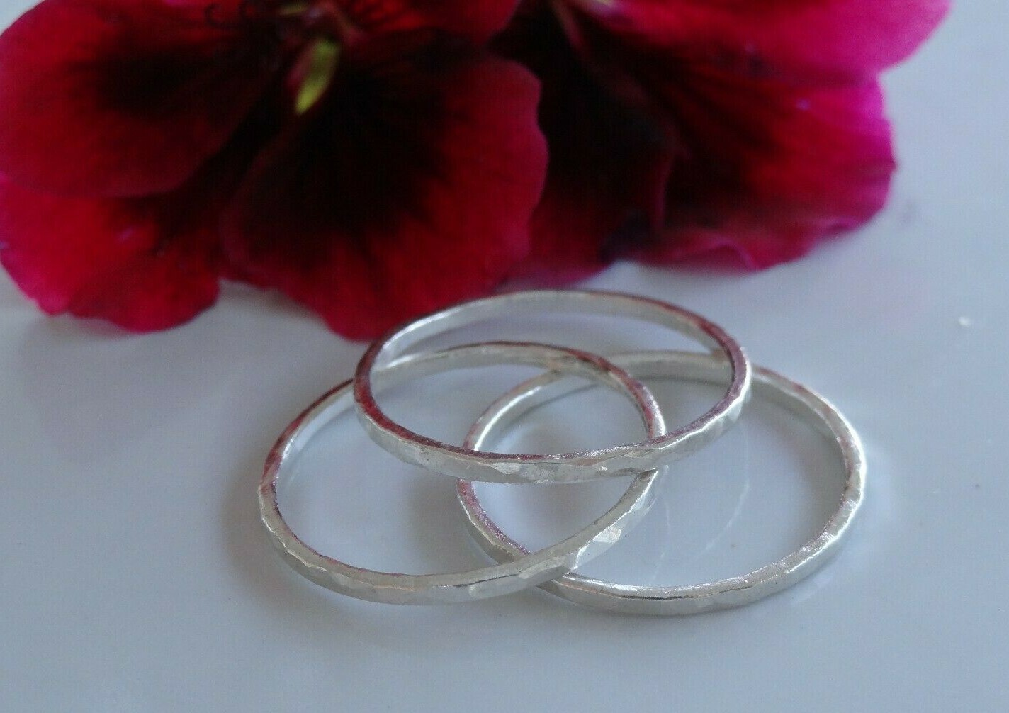 hand made fine silver 999. stacking Minimalist thin ring Hammered. 1 ring