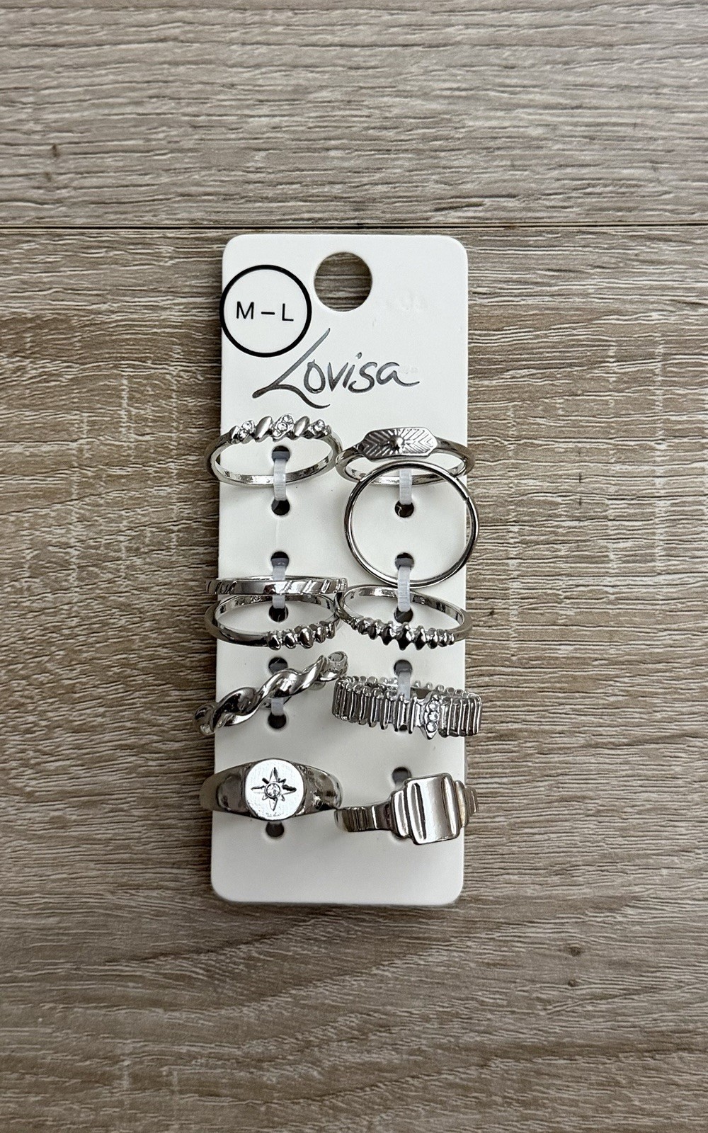 Lovisa Silver Ring Set 10-Pack Size M/L NWT