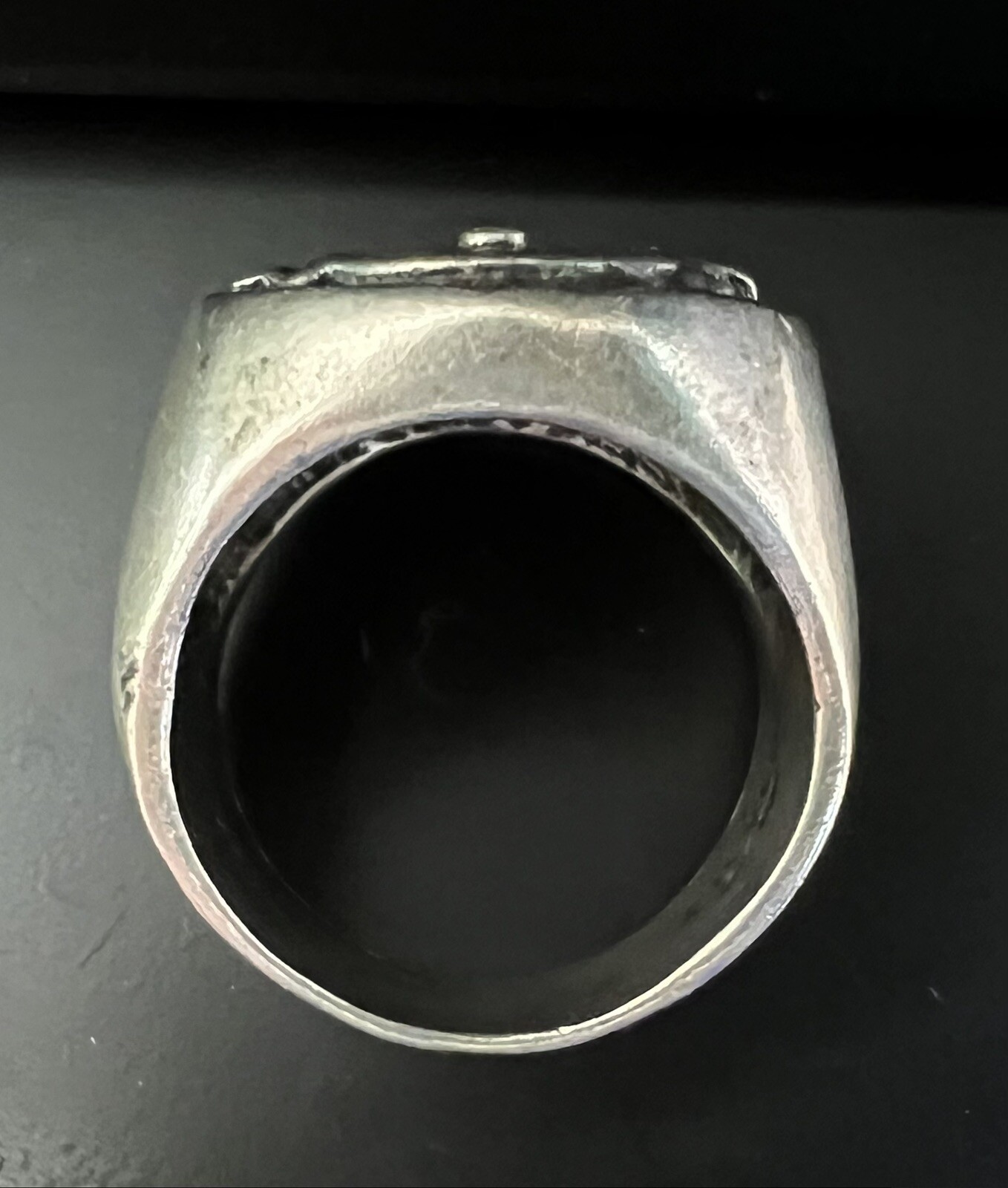 Cat Face Casted Sterling Silver Signet Ring SZ-6.5 Artisan Made 11gr Silver Star