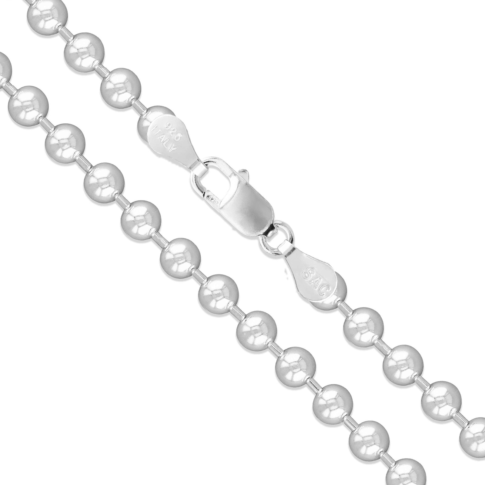 Sterling Silver Italian Ball Bead Chain 1mm 1.2mm 1.5mm 1.8mm 2.4mm 925 Italy…