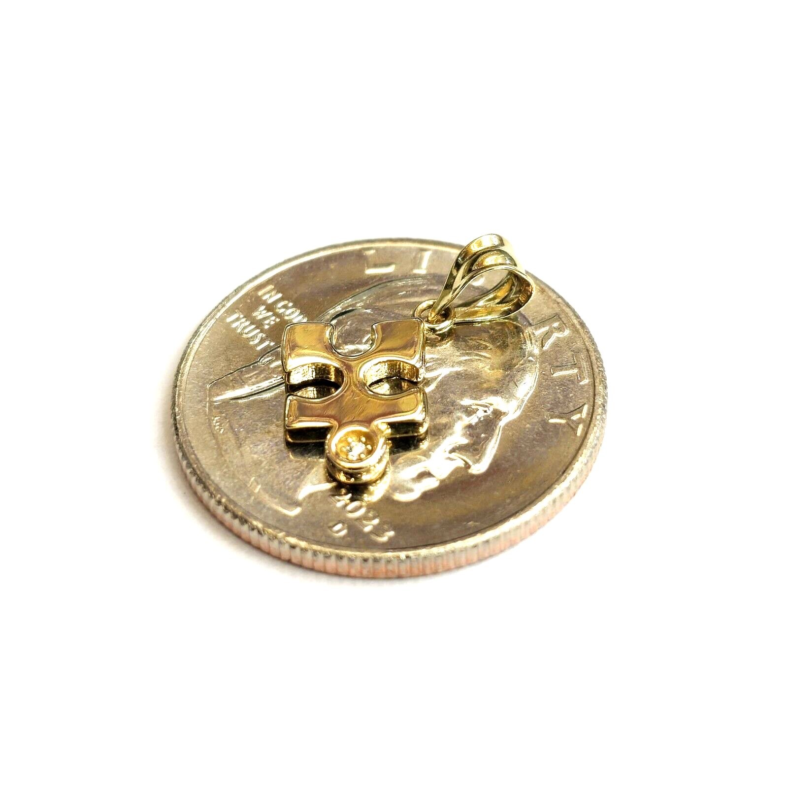 14k yellow Gold Tiny puzzle piece Pendant charm unisex gift fine jewelry 0.8g