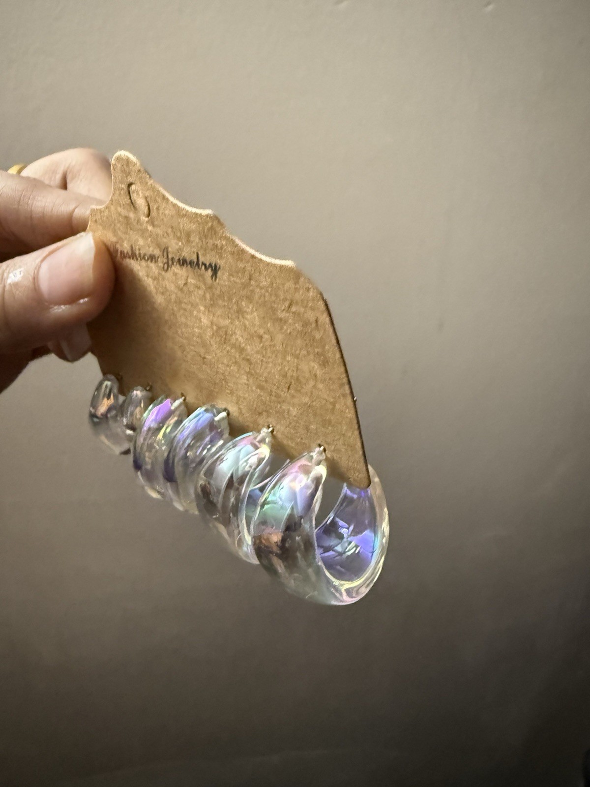 Iridescent Hoops Holographic Lucite Acrylic Transparent Retro Earrings Lot