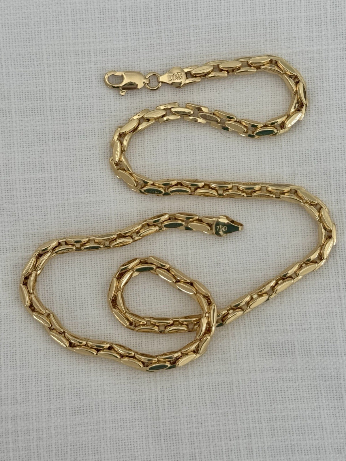 23 1/2 Inch Necklace Yellow Gold Chain Link Marked Italy 750 (please Read Descr)