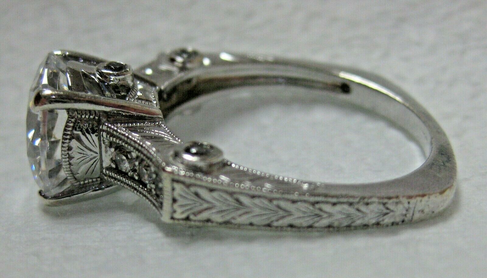 Sterling Silver Engagement Ring Wedding Solitaire with Accents CZ Size 9