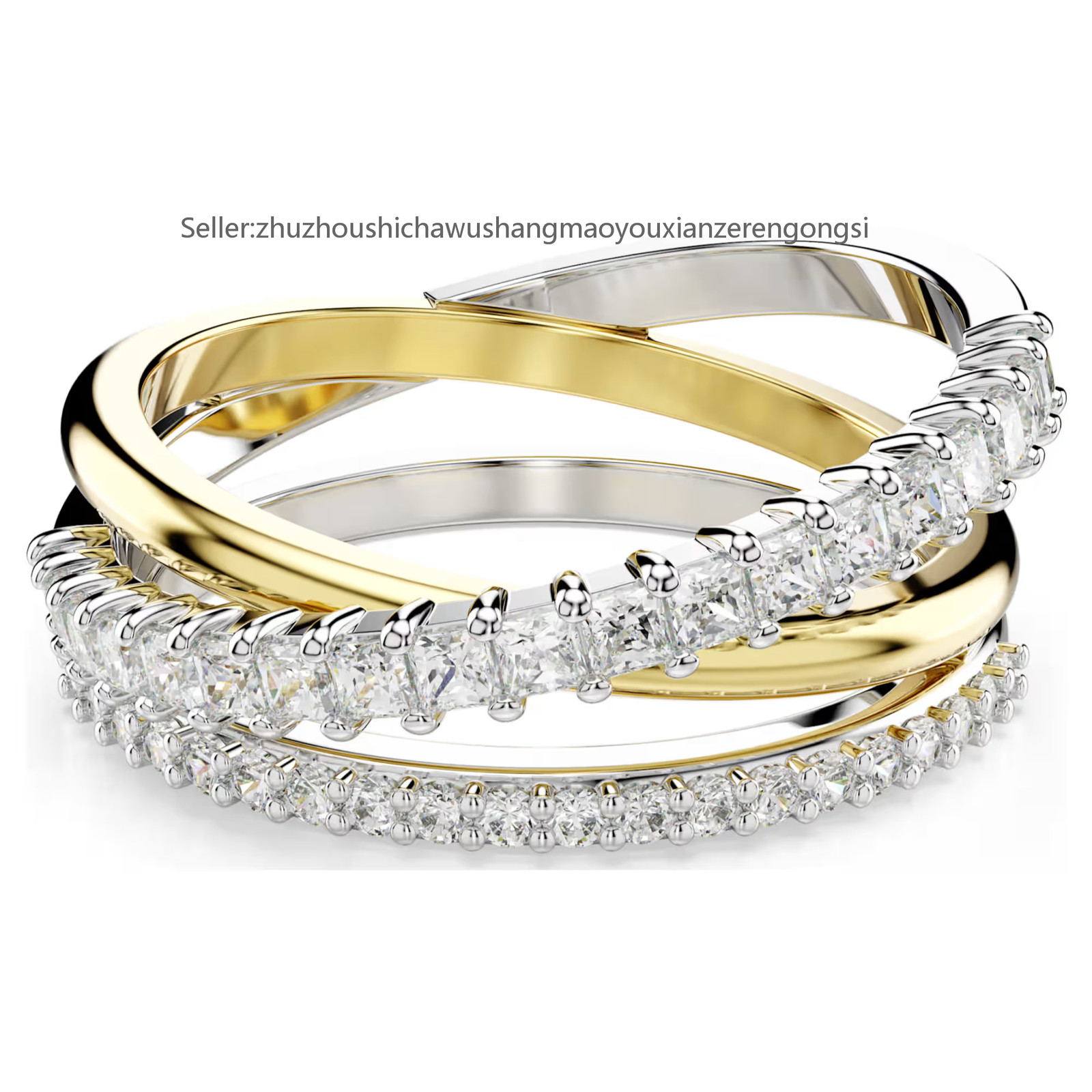 Hyperbola White Mixed Metal Finish Ring Cuts New