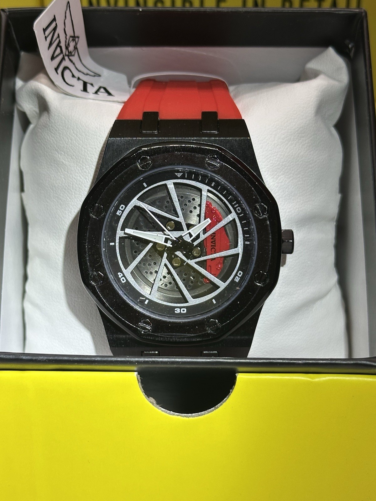Invicta 69491 Men’s Black & Red brake caliper accent Quartz Watch New Box & Tags