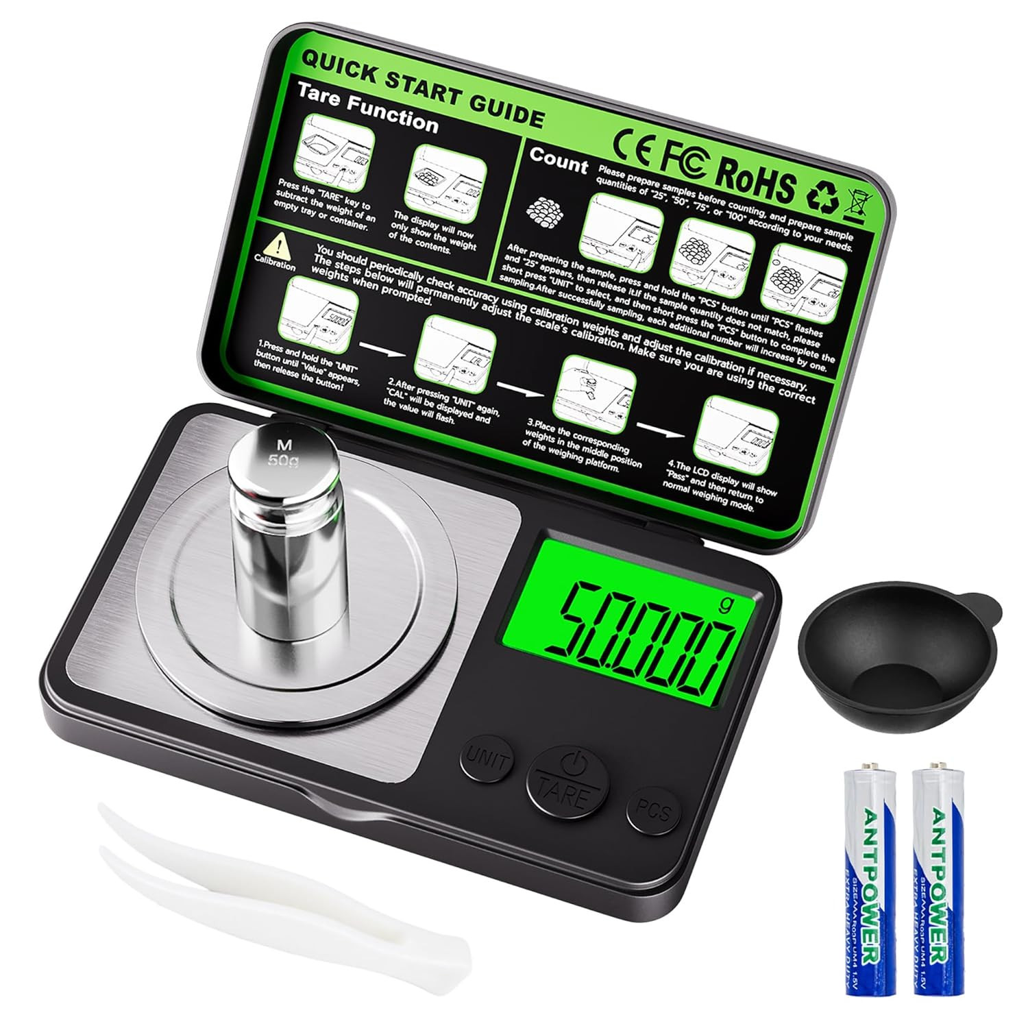 Wigearss Digital Milligram Scale 50G X 0.001G, Mini Precision Scale with Tare