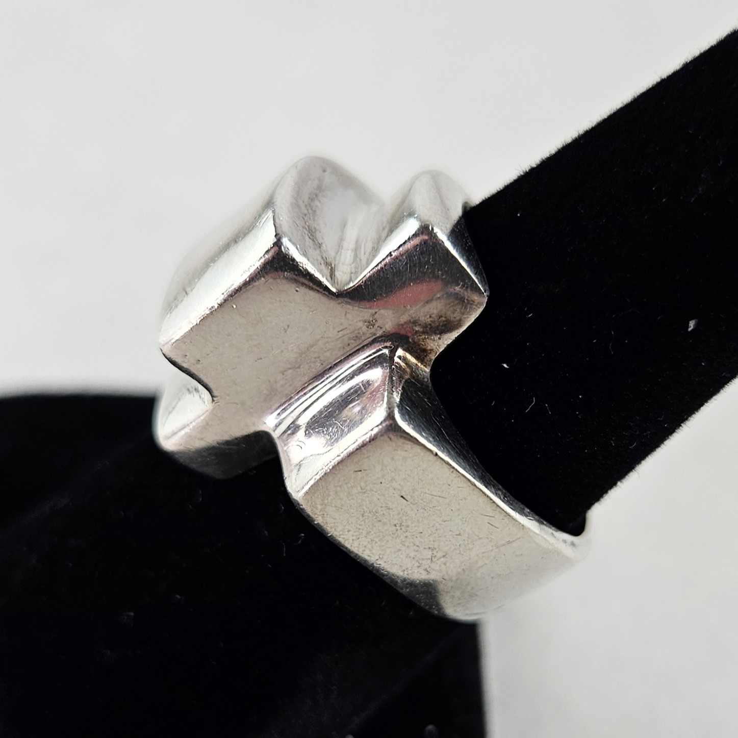 Sterling Silver Ring Modernist Style 12.0g Size 7.25 [9062]