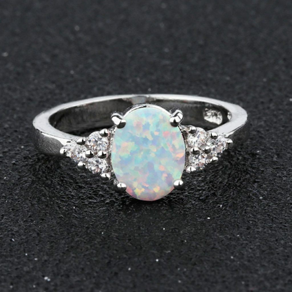 Fire Opal Ring in 925 Sterling Silver Gemstone Jewelry Ring Size 6/7/8/9 /10