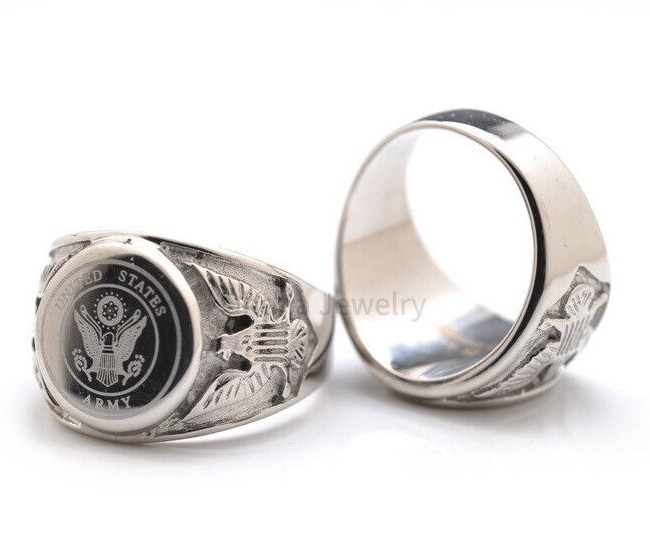 316L Stainless Steel U.S. American Military Rings – Navy Marines Army Air Force