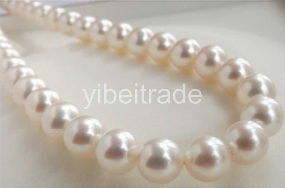 AAA+ 9-10MM PERFECT WHITE ROUND SOUTH SEA PEARL LOOSE BEADS 15″