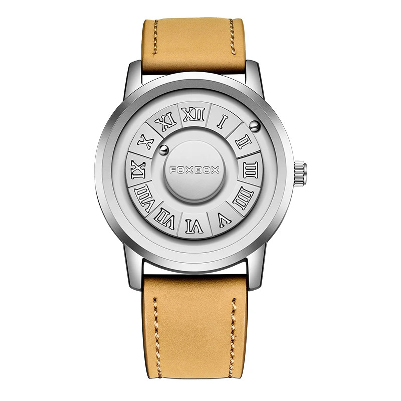 FOXBOX Man Watch Brand Creative Stainless Steel Band Scrolling Beads Quartz Wat