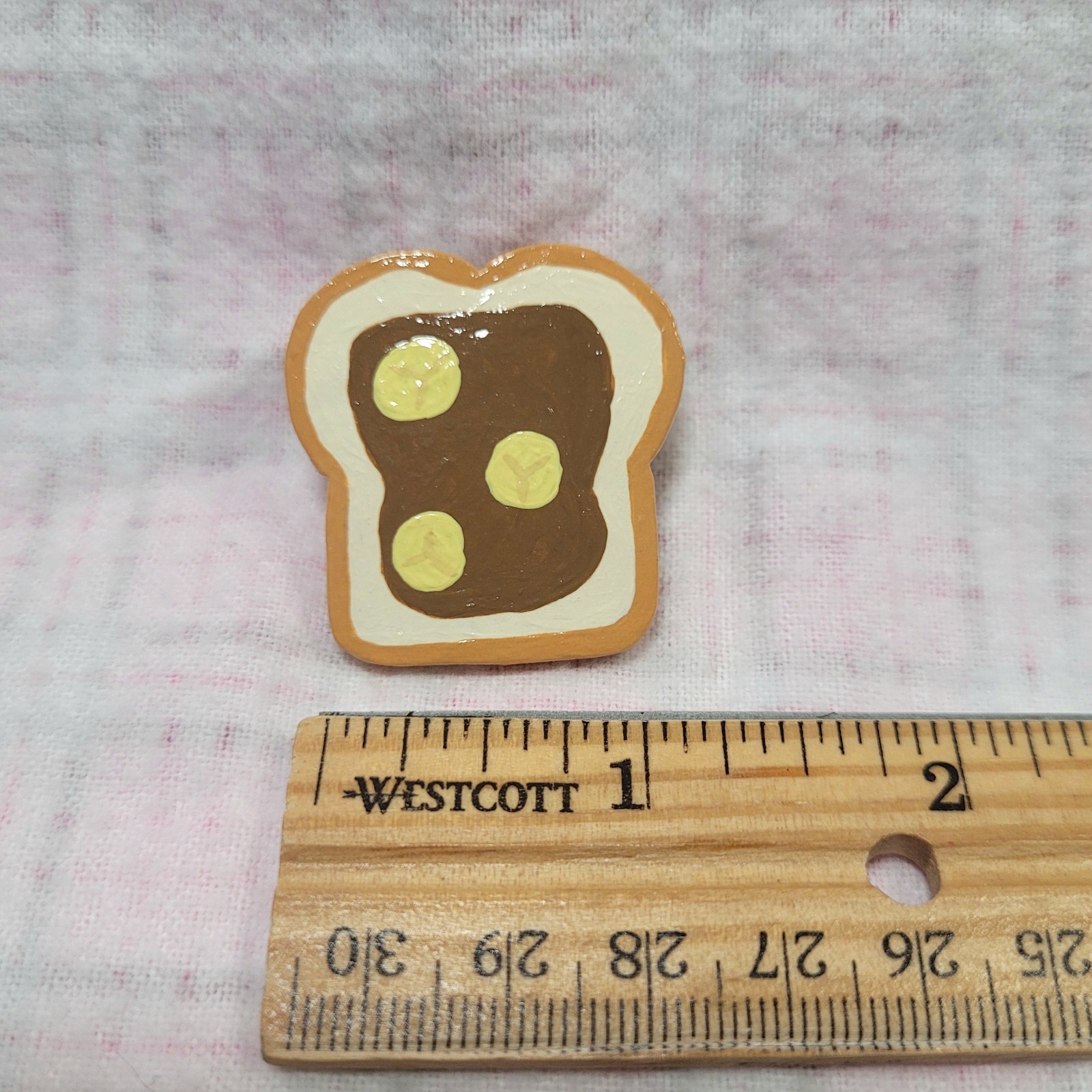 Handmade Art Polymer Clay Bread Toast Pin Food Cute Handcrafted