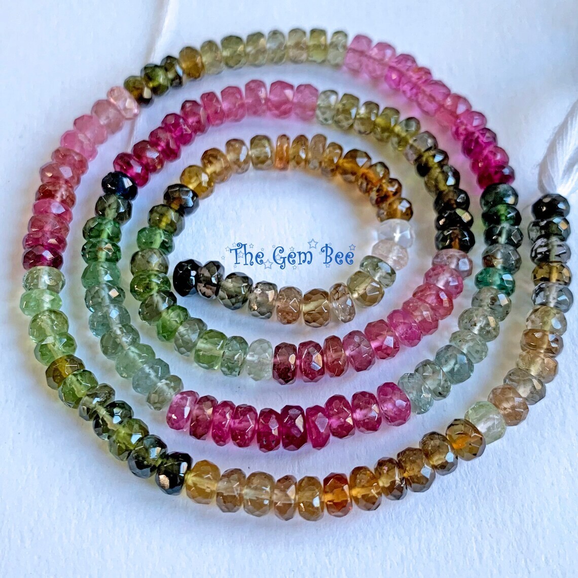 4.2mm Brazilian Tourmaline Faceted Rondelle Bead 16 inch strand