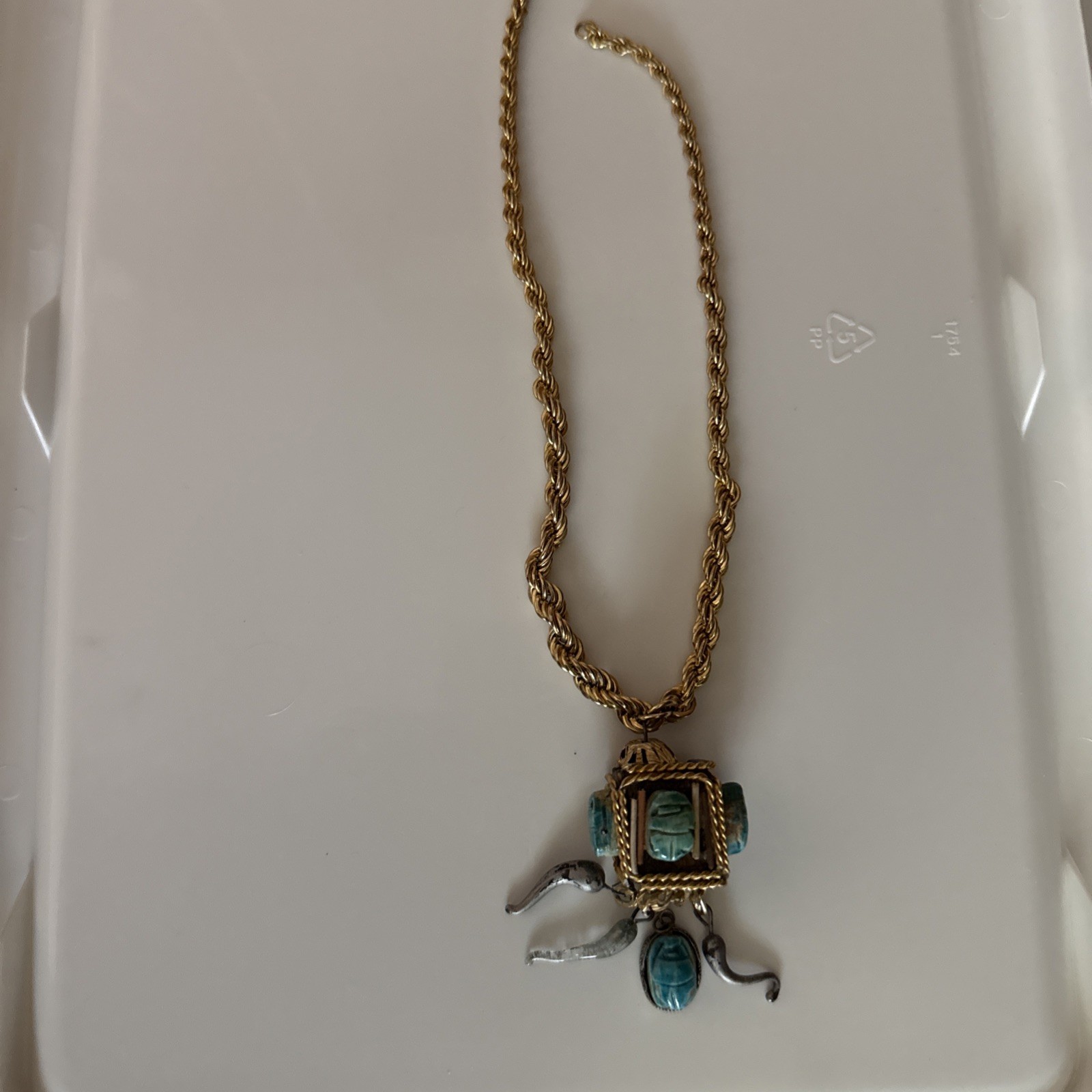 EGYPTIAN Revival NECKLACE scarab Vintage
