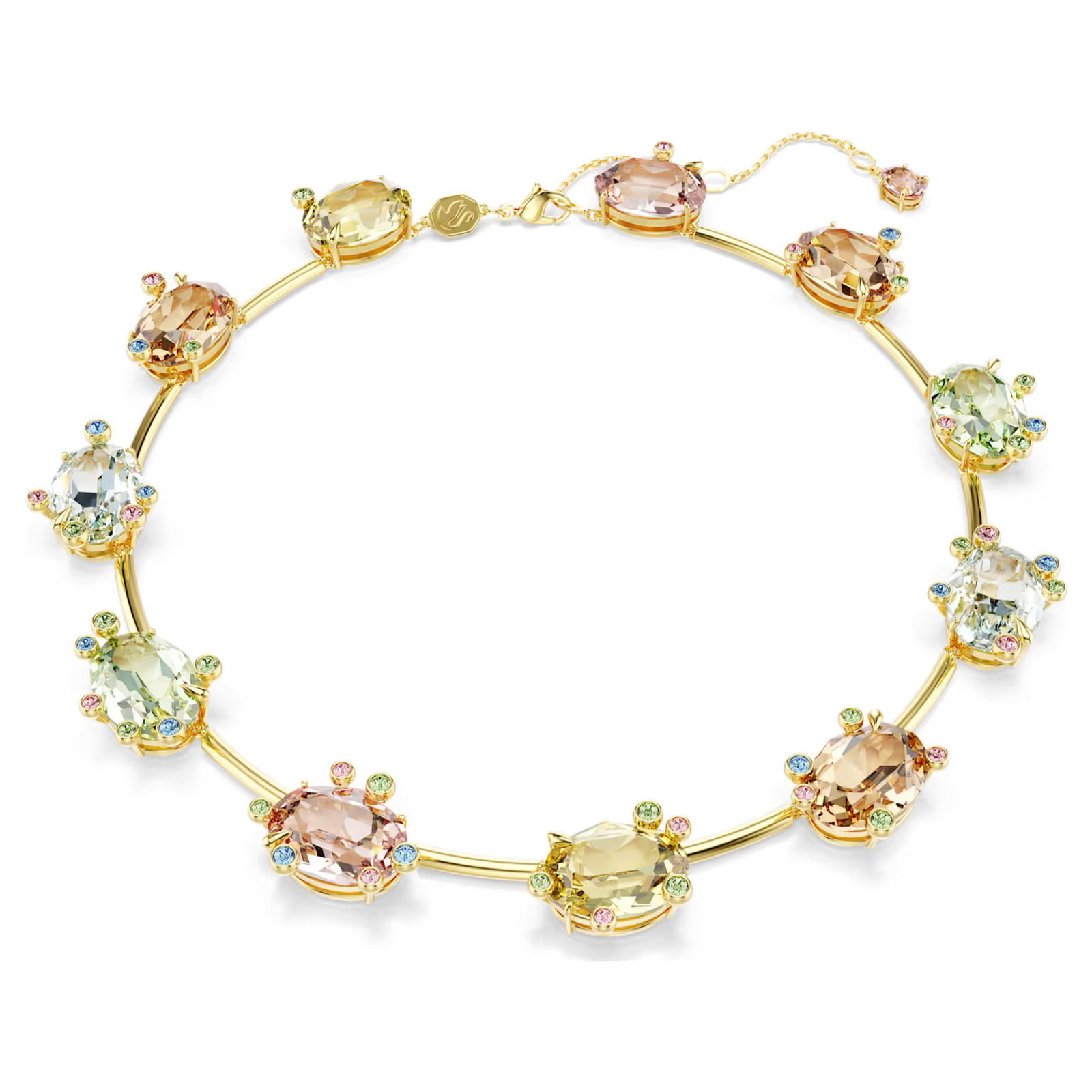 Gema Multicolored Gold Tone Plated Necklace Mixed Cuts New