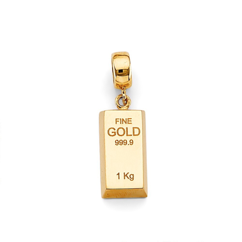 Real 14k Yellow Gold 999.9 fine gold bar brick 1 kg Pendant Charm Mens Womens