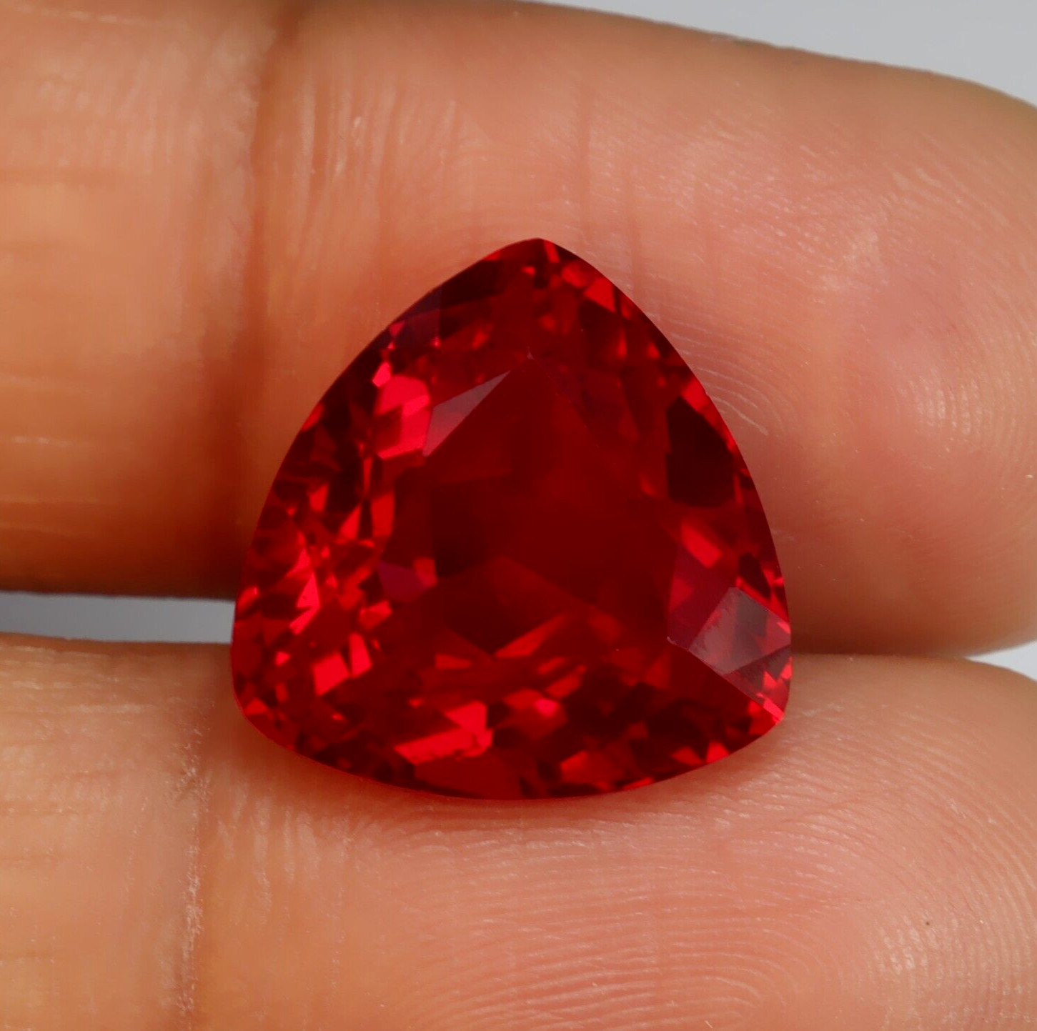 Certified 10.25 Ct Natural Trillion Cut Flawless Burmese Red Ruby Loose Gemstone